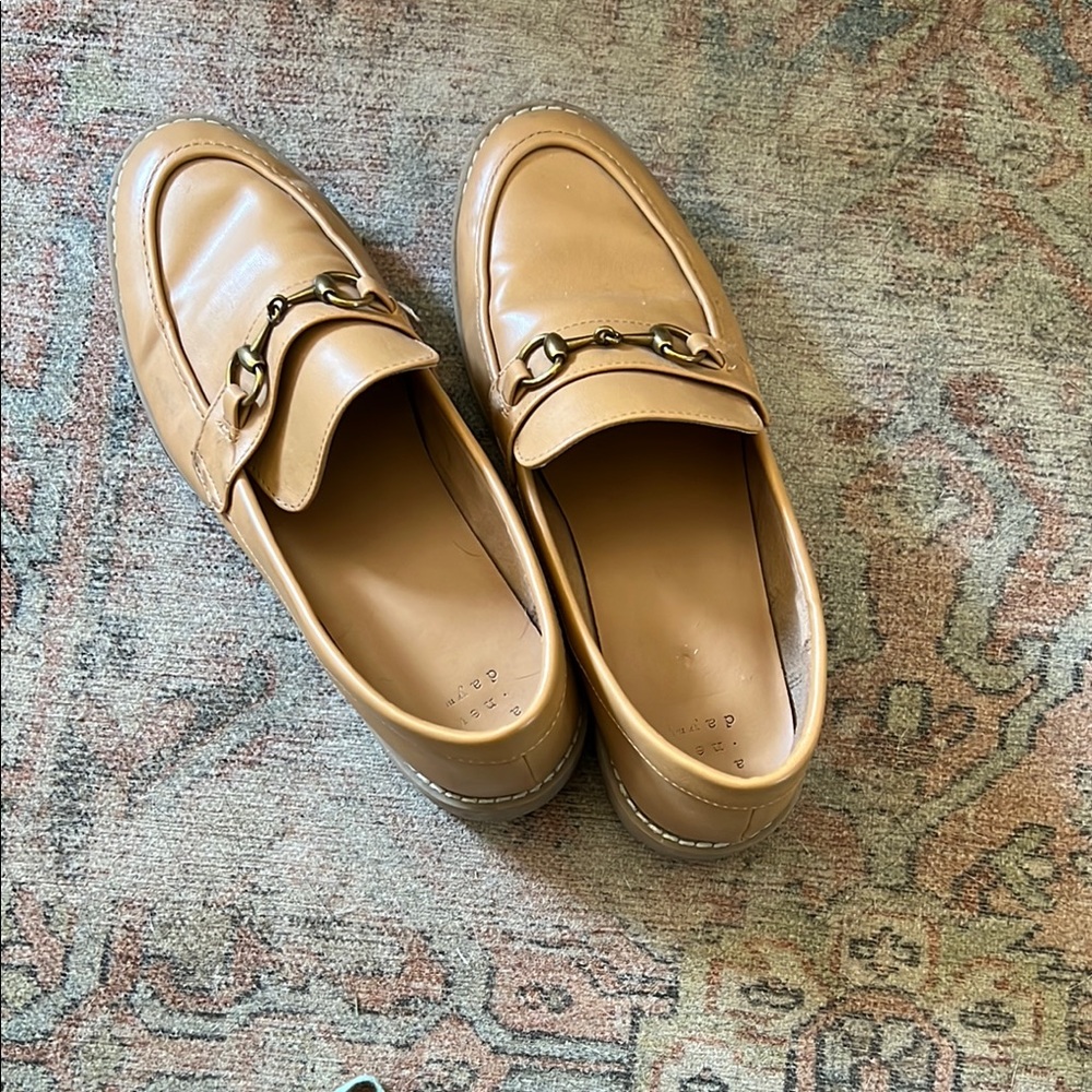 a new day Tan Flats with Moccasin Stitching